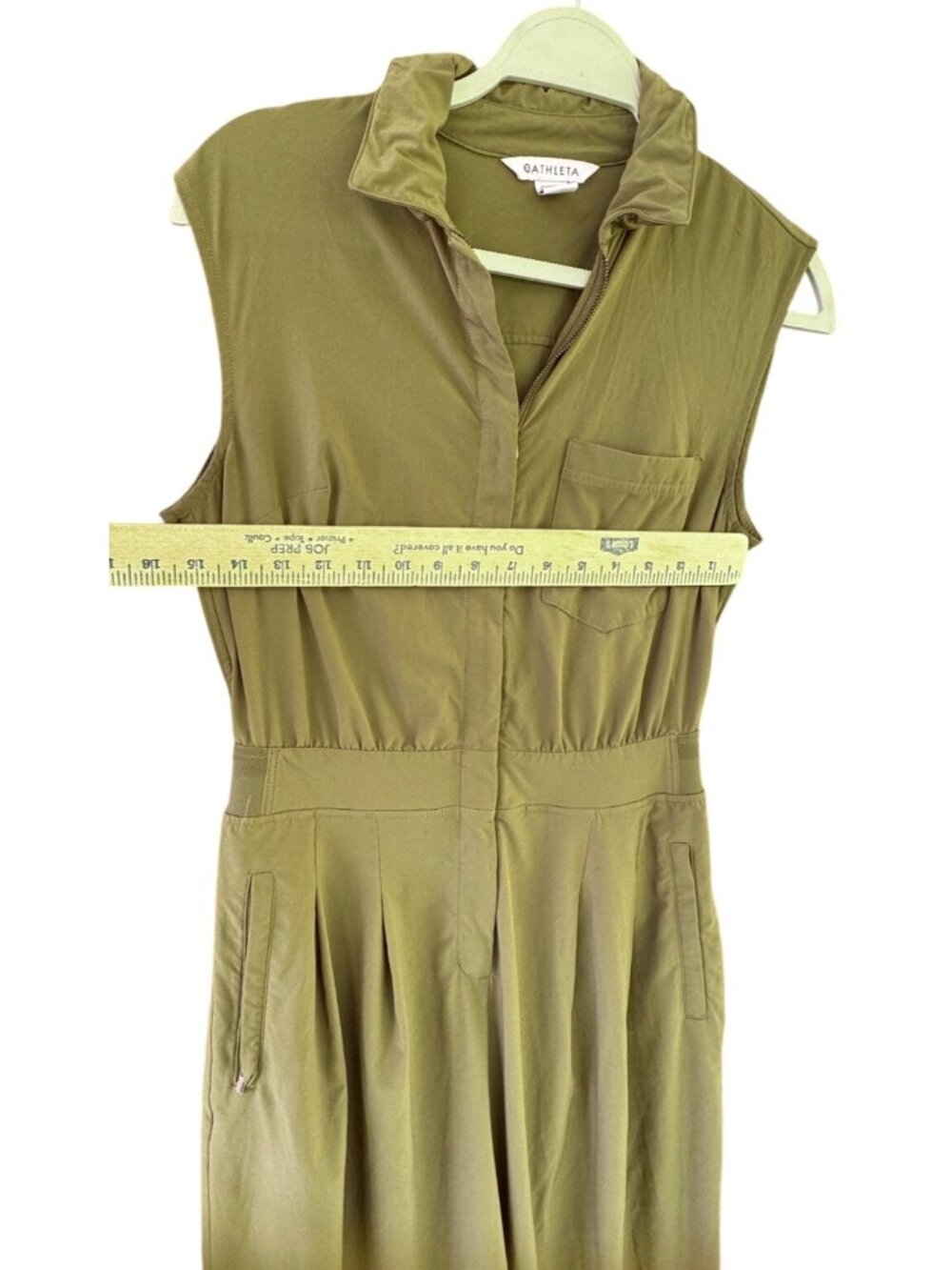 Athleta Brooklyn Wide Leg Jumpsuit Olive Green Sleeveless Mock Neck Utility Sz 2 - Picture 9 of 13